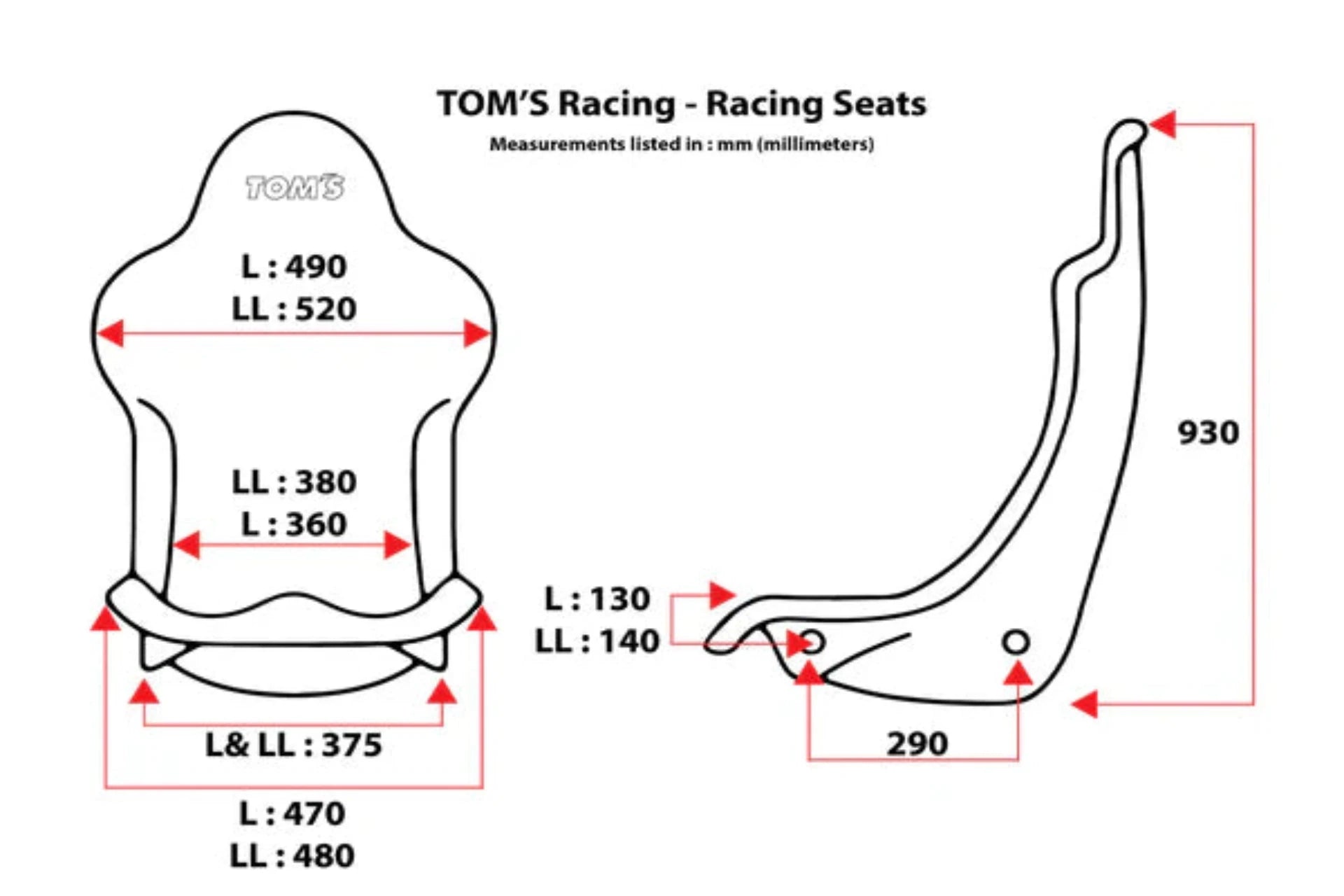 Toms Racing Seats (Fixed) **Limited Edition** limited to 10 only – toms ...